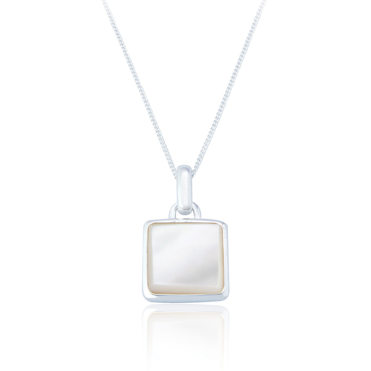 Mother of Pearl Square Silver Necklace